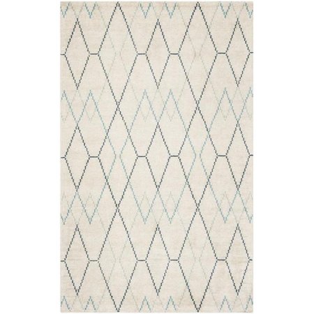 SAFAVIEH 4 x 6 ft. Stone Wash Rectangle Hand Knotted Rug Ivory & Blue STW903A-4